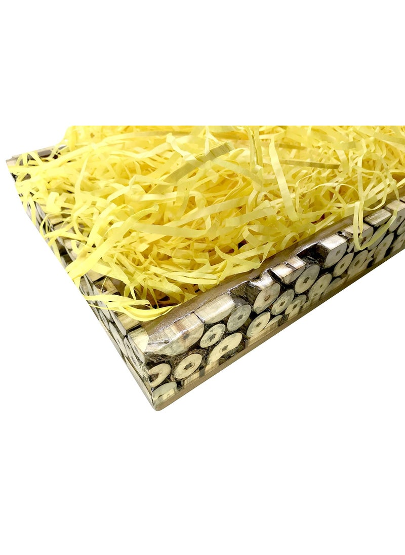 ECO SARRAS Eco Sarras thin shredded paper crinkle paper grass strips gift tray decoration gift hamper decorations gift box fillers wedding birthday valentines day gift 200 Grams Yellow  - Image 4