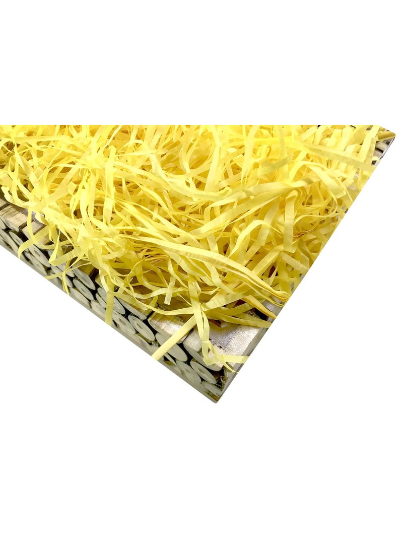 ECO SARRAS Eco Sarras thin shredded paper crinkle paper grass strips gift tray decoration gift hamper decorations gift box fillers wedding birthday valentines day gift 200 Grams Yellow  - Image 1