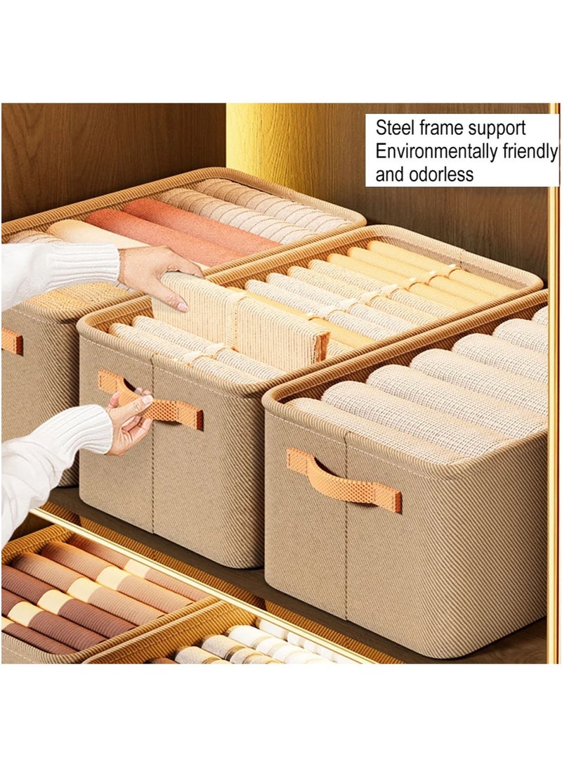MarlaMall Foldable Storage Bins, Clothes Storage Box with Large Capacity, Multi-Functional Storage Bags Thickened Fabric Storage Basket for Storing Clothing, Toys, Bedding(Khaki) - Image 3