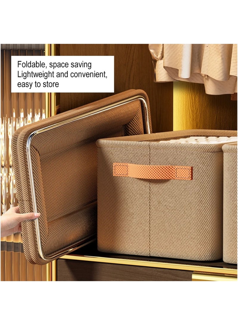 MarlaMall Foldable Storage Bins, Clothes Storage Box with Large Capacity, Multi-Functional Storage Bags Thickened Fabric Storage Basket for Storing Clothing, Toys, Bedding(Khaki) - Image 4