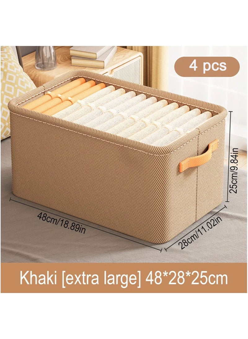 MarlaMall Foldable Storage Bins, Clothes Storage Box with Large Capacity, Multi-Functional Storage Bags Thickened Fabric Storage Basket for Storing Clothing, Toys, Bedding(Khaki) - Image 2