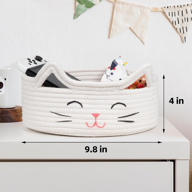 ZLG Round Woven Storage  Baby Diaper Towel Dog Toy  Decor Gift Basket  White  98 x 4 inches - Image 3