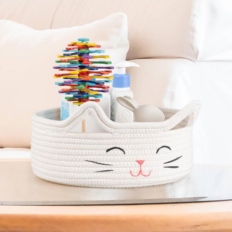 ZLG Round Woven Storage  Baby Diaper Towel Dog Toy  Decor Gift Basket  White  98 x 4 inches - Image 5