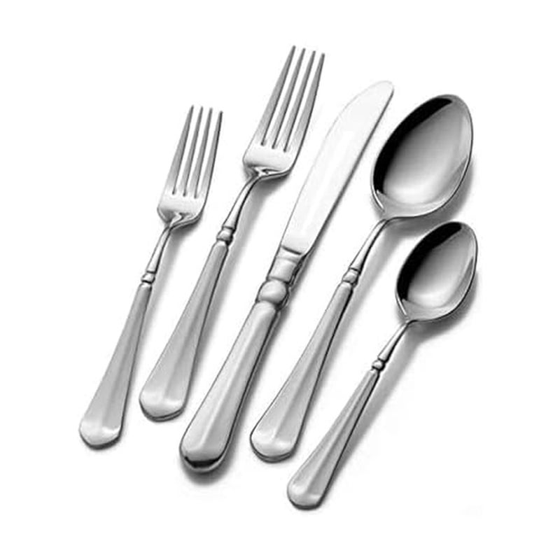 Mikasa French Countryside Flatware Set for 12 65 Piece 1810 Stainless Steel Silverware with Elegant Scroll Design and Serving Utensils Durable Dinnerware Service