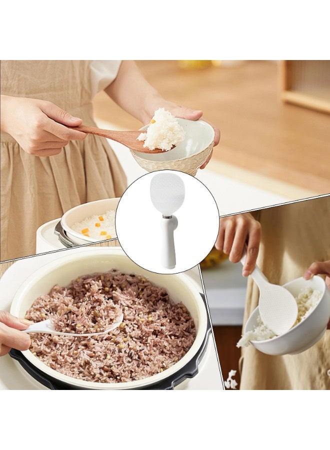 Rice Spoon, Magnetic Standing Scooper, Non-Stick Rice Spatula, Ergonomic Slip Handle, Heat-Resistant Cooking Utensil, White, Ideal for Serving and Mashed Potatoes - Image 3