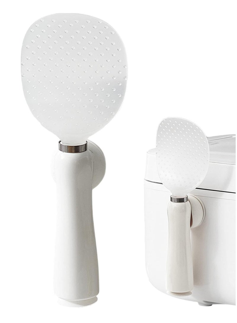 Rice Spoon, Magnetic Standing Scooper, Non-Stick Rice Spatula, Ergonomic Slip Handle, Heat-Resistant Cooking Utensil, White, Ideal for Serving and Mashed Potatoes - Image 1