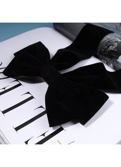 Yheakne Velvet Hair Bow Tail Satin Bow Long Tail Headpieces Winter Hair Barrette Headwear Hair Accessories For Women And Girls Gifts (Black)  - Image 5