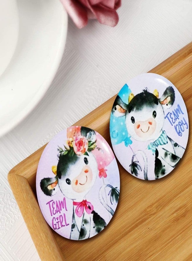 iMagitek 40 Pack Cow Gender Reveal Buttons Blue Cow Team Boy Pink Cow Team Girl Button Pins Party Games Ideas for Baby Shower Party Favors Gender Reveal Party Supplies - Image 3