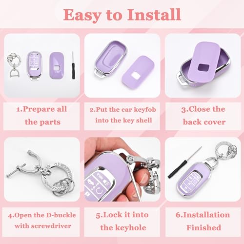 TECARATE for Honda Key fob Cover - Soft TPU Car Key Case Protector Fit for 2022 2023 2024 Honda Accord Civic HR-V CR-V Pilot Odyssey Smart Remote Key(Blue) - Image 5