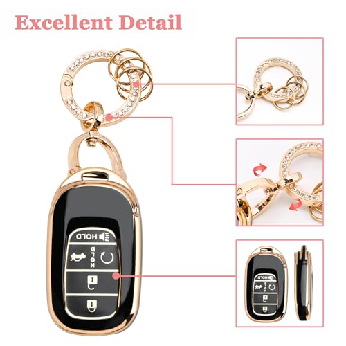 TECARATE for Honda Key fob Cover - Soft TPU Car Key Case Protector Fit for 2022 2023 2024 Honda Accord Civic HR-V CR-V Pilot Odyssey Smart Remote Key(Blue) - Image 4