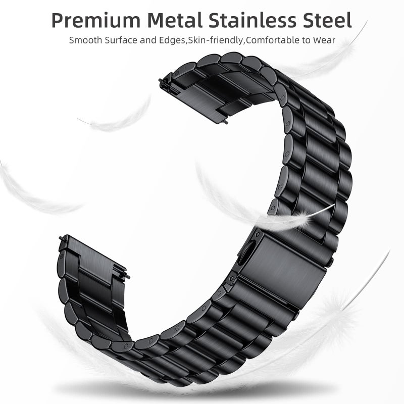 Lerobo Compatible with Samsung Galaxy Watch 8 7 6 5 4 Band 44mm 40mm/Galaxy Watch 6 4 Classic Band 43mm 47mm 46mm 42mm/Active 2 40mm 44mm, 20mm Stainless Steel Metal Replacement Men Women - Image 3