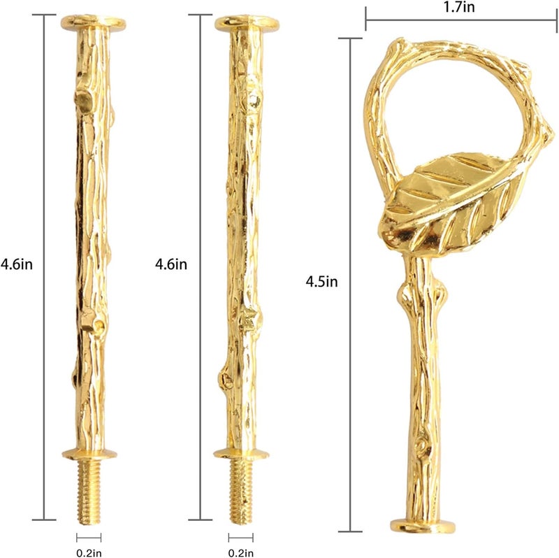 Happy Will 3 Tier 14" Heavy Metal Cake Stand Holder Fruit Plate Stand Fitting Hardware Rod (Golden_Leaves) - Image 2