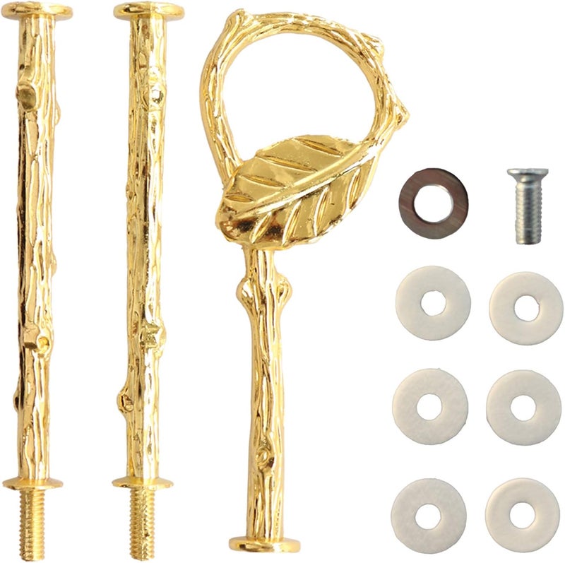 Happy Will 3 Tier 14" Heavy Metal Cake Stand Holder Fruit Plate Stand Fitting Hardware Rod (Golden_Leaves) - Image 1