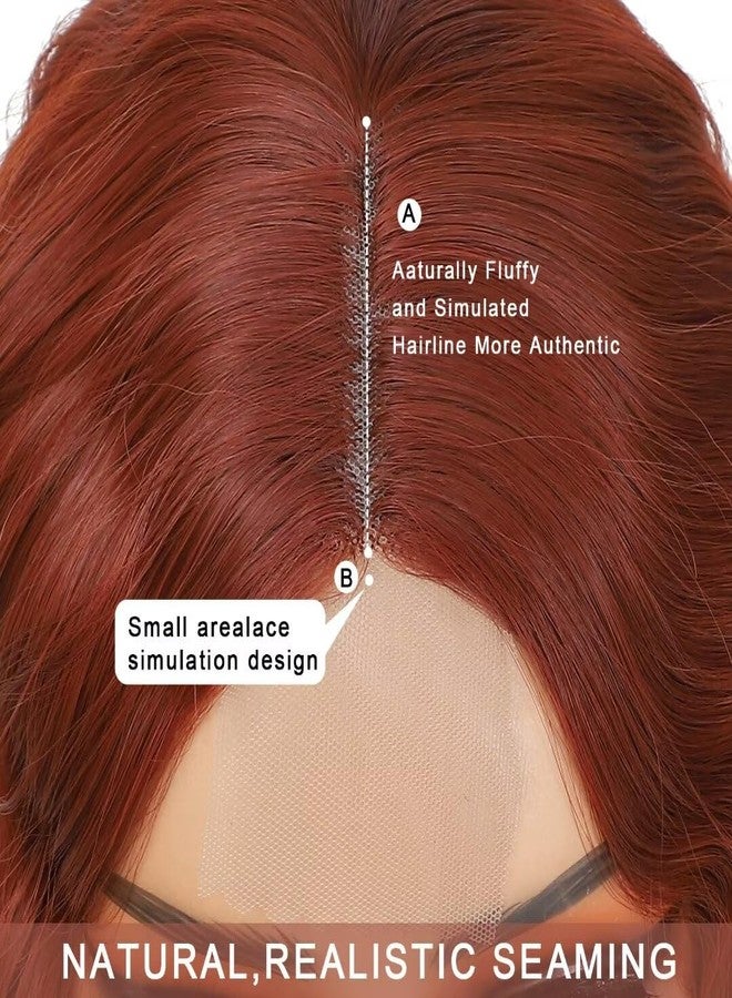 FEEL ME Synthetic Curly Wigs For Women 28inch Deep Wave Wig 4" Fake Scalp Deep Curly Lace Front Wigs Middle Part Natural Crimps Curls Copper #350 Curly Synthetic Wig - Image 4