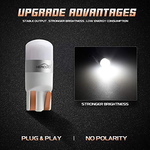 HERCOO License Plate Light T10 1-3030-SMD White LED Bulbs Compatible with Ford Super Duty Ranger Bronco Heritage,Dodge Ram S10 Silverado Suburban Tahoe GMC Sierra Yukon Canyon Colorado - Image 4