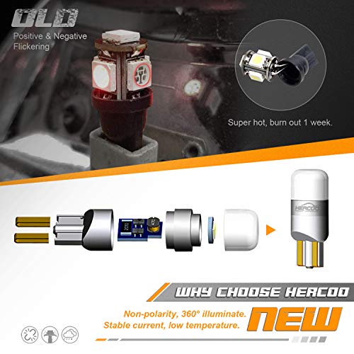HERCOO License Plate Light T10 1-3030-SMD White LED Bulbs Compatible with Ford Super Duty Ranger Bronco Heritage,Dodge Ram S10 Silverado Suburban Tahoe GMC Sierra Yukon Canyon Colorado - Image 2