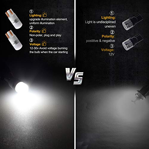 HERCOO License Plate Light T10 1-3030-SMD White LED Bulbs Compatible with Ford Super Duty Ranger Bronco Heritage,Dodge Ram S10 Silverado Suburban Tahoe GMC Sierra Yukon Canyon Colorado - Image 5