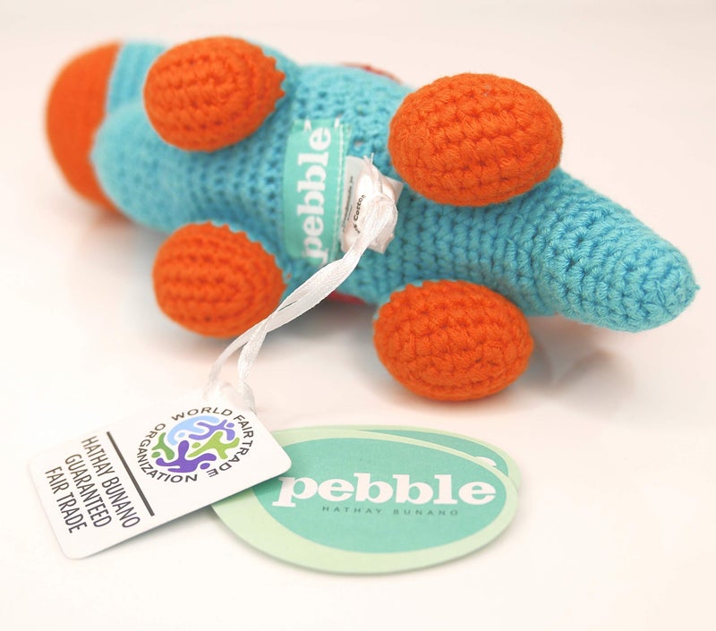 Pebble | Handmade Dinosaur - Turquoise | Crochet | Fair Trade | Pretend | Imaginative Play | Stegosaurus | Machine Washable - Image 4