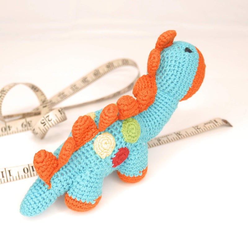 Pebble | Handmade Dinosaur - Turquoise | Crochet | Fair Trade | Pretend | Imaginative Play | Stegosaurus | Machine Washable - Image 5