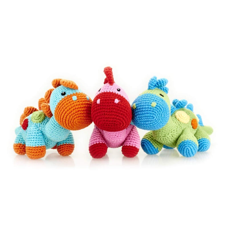 Pebble | Handmade Dinosaur - Turquoise | Crochet | Fair Trade | Pretend | Imaginative Play | Stegosaurus | Machine Washable - Image 2