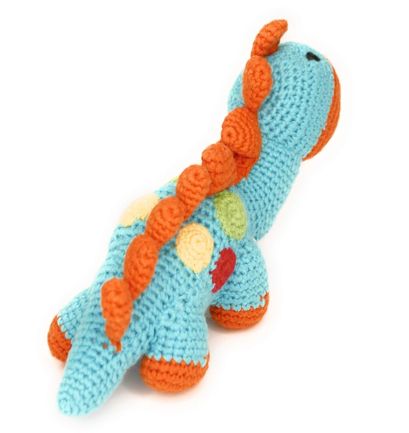 Pebble | Handmade Dinosaur - Turquoise | Crochet | Fair Trade | Pretend | Imaginative Play | Stegosaurus | Machine Washable - Image 3