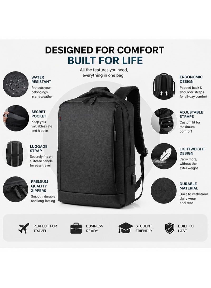SamoDani Laptop Backpack Bag Men, Women, fits 15.6 inch, Black - Image 3