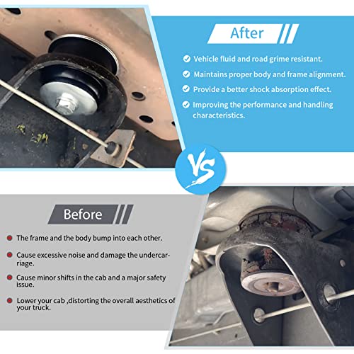 Bentolin KF04060BK Body Mount Bushing Kit Fits for 2008-2016 Ford F250 F350 Super Duty 2WD 4WD Polyurethane Body Cab Mounts & Steel Sleeves & Hardware Black (60PCS) - Image 4