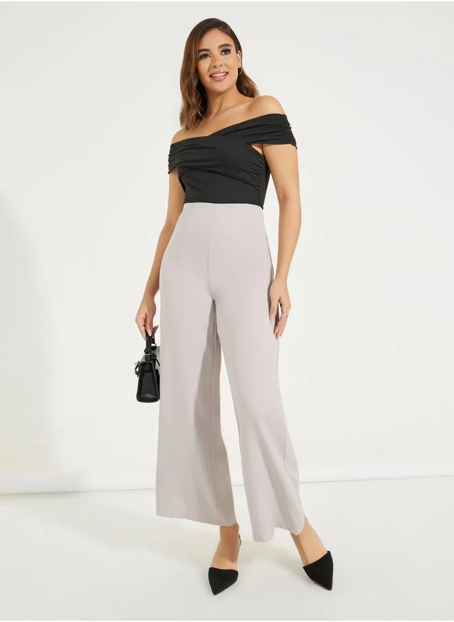 Styli Wide Leg Ankle Length Trousers with Conceal Zipper