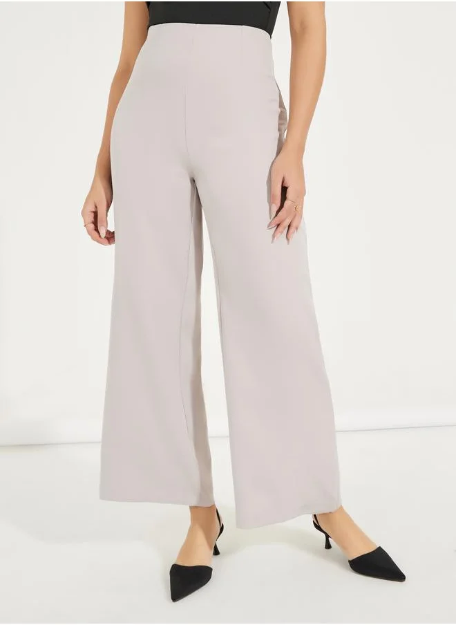 Styli Wide Leg Ankle Length Trousers with Conceal Zipper