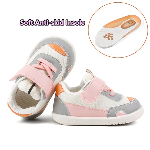 OAISNIT Baby Boy Girl Shoes Infant Non Slip Sneakers Breathable Lightweight Toddler First Walking Shoes 6 12 18 24 Months(18-24 Months, B-Pinkk) - Image 3