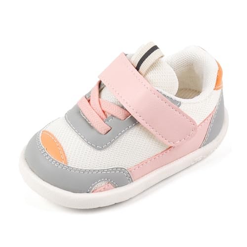 OAISNIT Baby Boy Girl Shoes Infant Non Slip Sneakers Breathable Lightweight Toddler First Walking Shoes 6 12 18 24 Months(18-24 Months, B-Pinkk) - Image 1