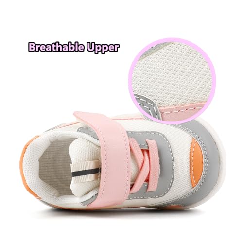 OAISNIT Baby Boy Girl Shoes Infant Non Slip Sneakers Breathable Lightweight Toddler First Walking Shoes 6 12 18 24 Months(18-24 Months, B-Pinkk) - Image 5