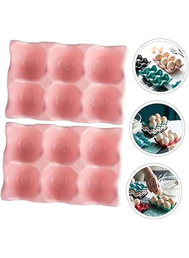 Ceramic Egg Holder For Refrigerator 2 Pieces Stackable Non Slip Egg Storage Box - Image 1