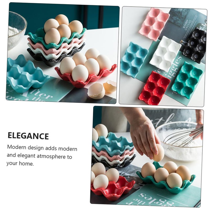 Ceramic Egg Holder For Refrigerator 2 Pieces Stackable Non Slip Egg Storage Box - Image 3