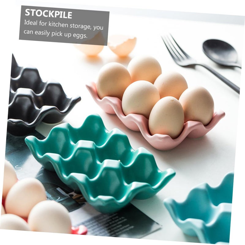 Ceramic Egg Holder For Refrigerator 2 Pieces Stackable Non Slip Egg Storage Box - Image 5