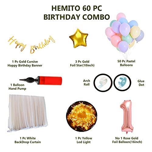 Hemito 60 Pcs White Net Pastel Balloons with Lights for Birthday Decorations Cabana Theme Party, Canopy Tent Happy Birthday Gold Cursive Banner & Pastel Balloons Backdrop Decorations for Girls - Image 2