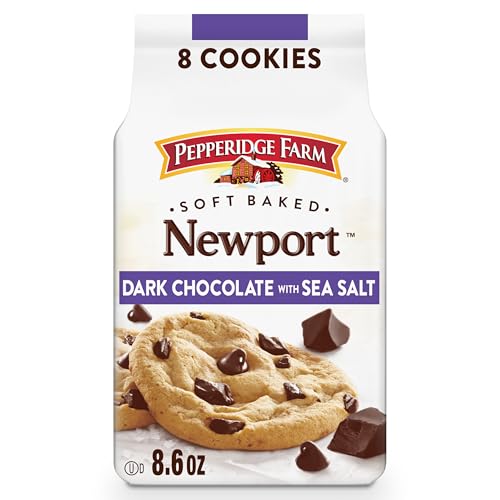 Pepperidge Farm Soft Baked Newport Dark Chocolate Cookies with Sea Salt, 8.6 Oz Bag (8 Cookies) - Image 1