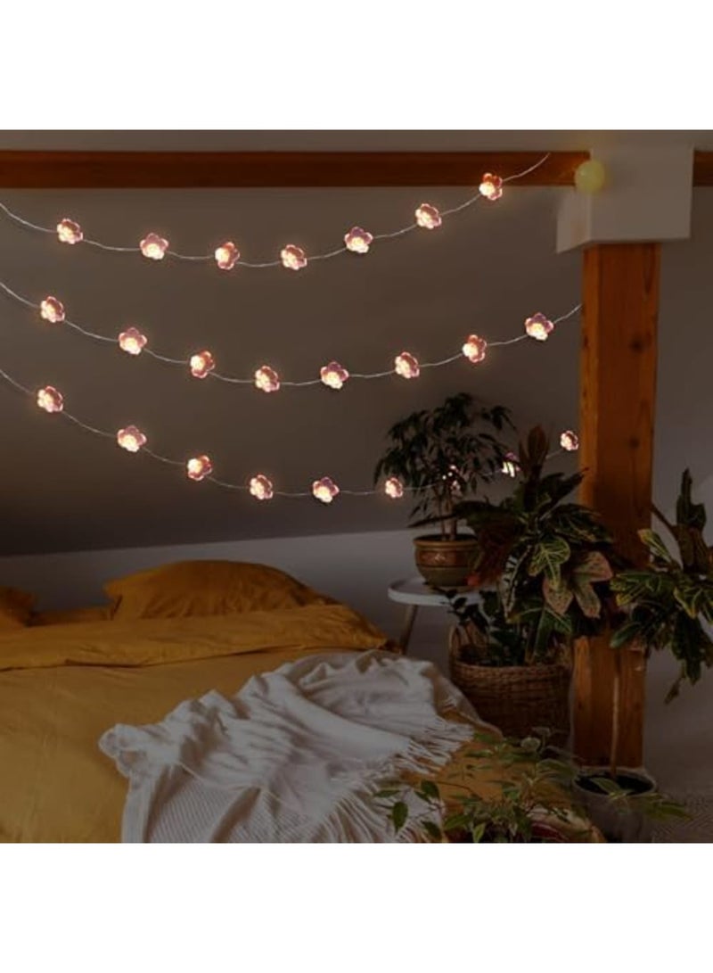 SYOSI 2Pcs Cherry Blossom Cottagecore Lights, Diwali Balcony Lights, Pink Flower String Lights 10m 30 LEDs, Indoor Fairy Lights Battery Powered for Girl Bedroom Party Wedding Outdoor Patio Decoration(Pink) - Image 3