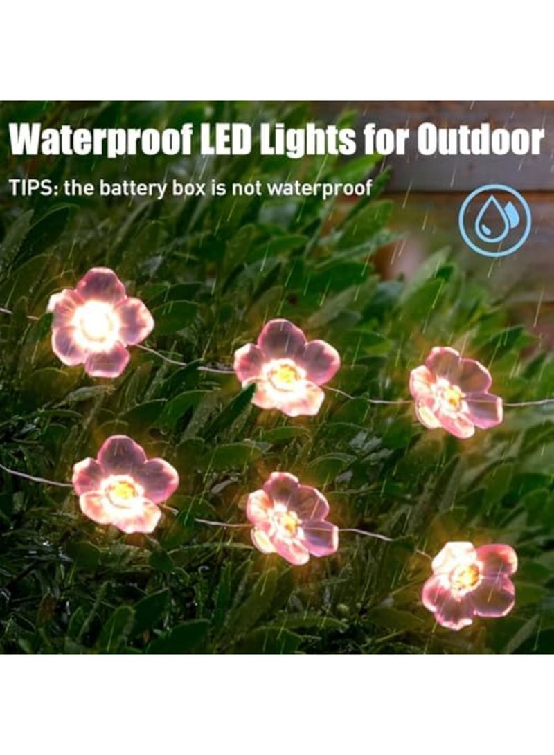 SYOSI 2Pcs Cherry Blossom Cottagecore Lights, Diwali Balcony Lights, Pink Flower String Lights 10m 30 LEDs, Indoor Fairy Lights Battery Powered for Girl Bedroom Party Wedding Outdoor Patio Decoration(Pink) - Image 5