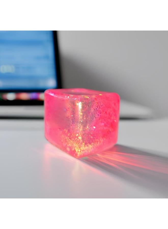 مكعب إسفنجي لامع من يلوان - مكعب ضغط لطيف بطيء الارتفاع للبالغين، كرات ضغط جل، ألعاب ضغط مكعبات الثلج، حزمة ألعاب تململ صامتة لتخفيف القلق (وردي)