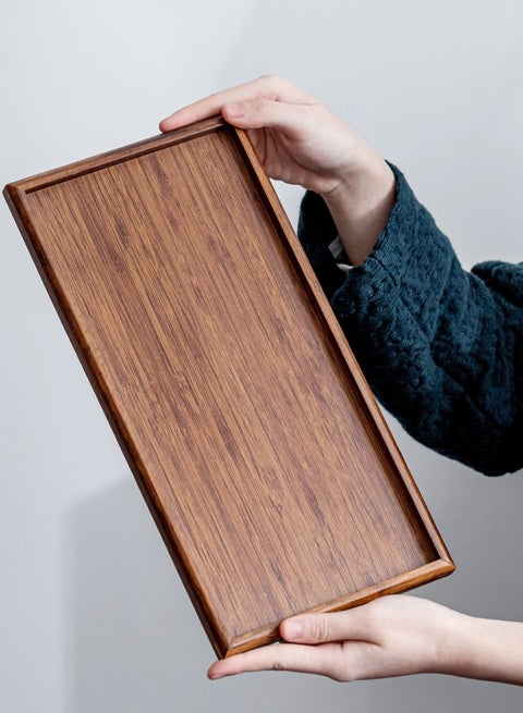 Coffee Bamboo Serving Tray for Tea and Snacks Multi-purpose Serving Dish