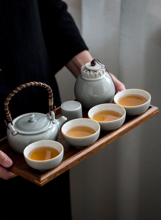 صينية تقديم القهوة المصنوعة من الخيزران للشاي والوجبات الخفيفة طبق تقديم متعدد الأغراض - Image 3