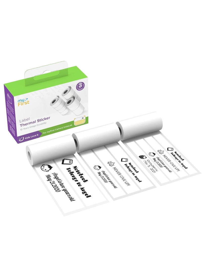 myFirst Thermal Sticker | White Thermal Sticker for myFirst Insta Wi, Instant Label, 10 Years of Image Durability, Great Adhesion, 3x Rolls of Varying Size - White - Image 1