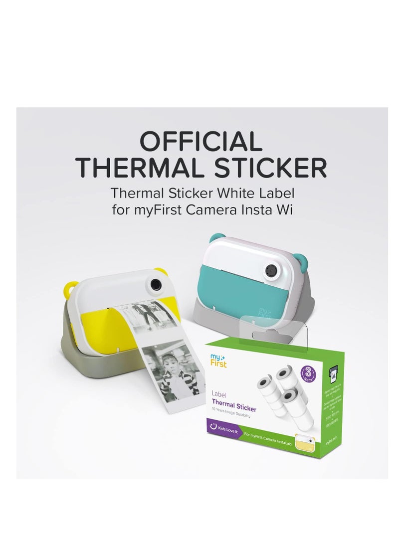 myFirst Thermal Sticker | White Thermal Sticker for myFirst Insta Wi, Instant Label, 10 Years of Image Durability, Great Adhesion, 3x Rolls of Varying Size - White - Image 3