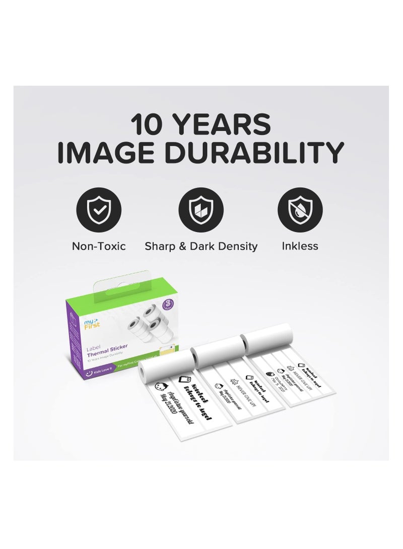 myFirst Thermal Sticker | White Thermal Sticker for myFirst Insta Wi, Instant Label, 10 Years of Image Durability, Great Adhesion, 3x Rolls of Varying Size - White - Image 4