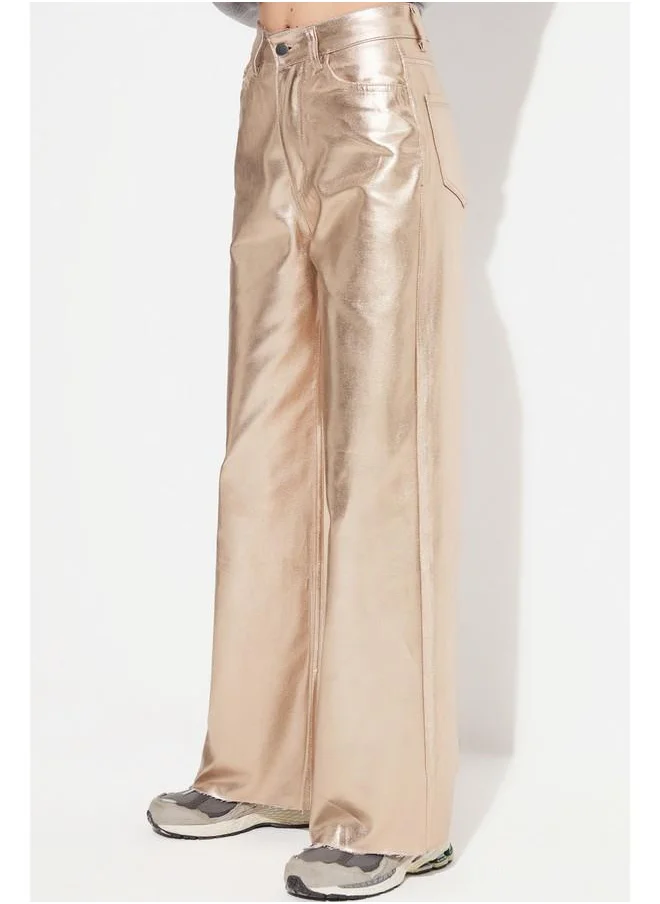 JUNE June Metallic Jean Trouser Bronze