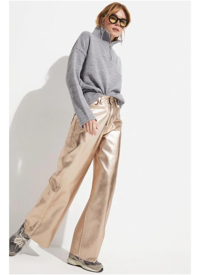JUNE June Metallic Jean Trouser Bronze