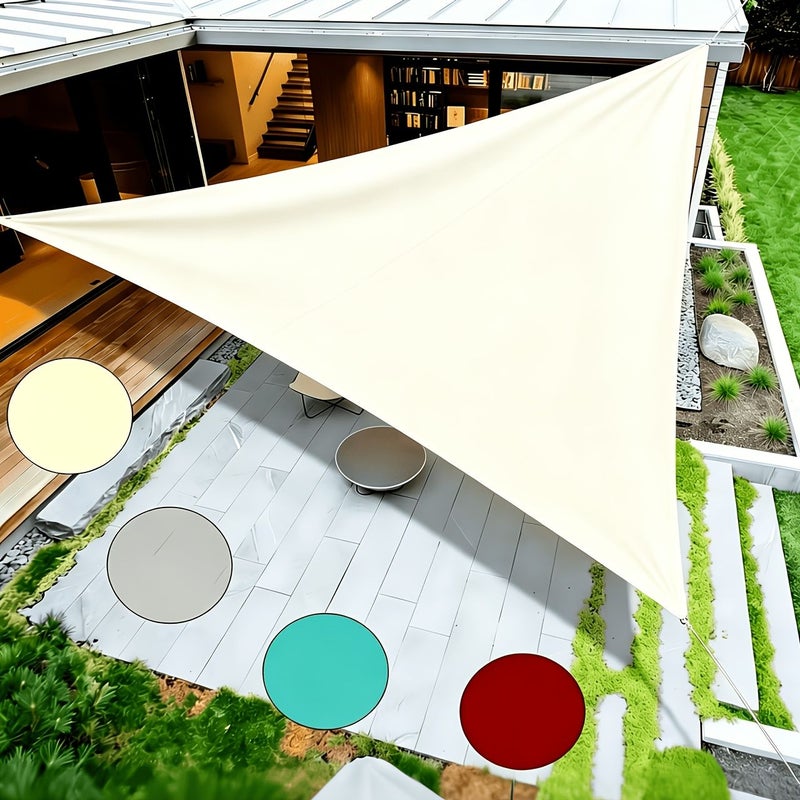 Beige Triangle Shade Sail UV Block Canopy High Quality Polyester Sun Shelter for Outdoor Garden Patio - Image 1