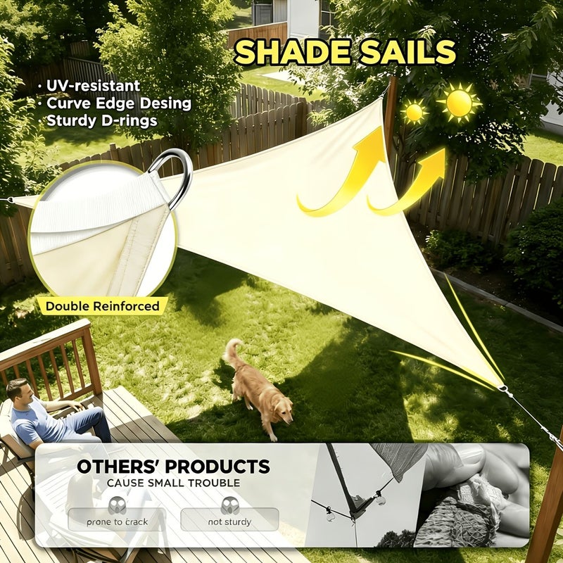Beige Triangle Shade Sail UV Block Canopy High Quality Polyester Sun Shelter for Outdoor Garden Patio - Image 4