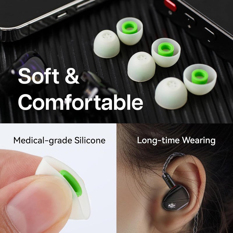Linsoul Kiwi Ears Flex Earbud Tips, Replacement Silicone IEM Tips, 3 Pairs, S/M/L Size, for KZ ZS10 Pro 2, SuperMix 4,Hype4,Orchestra Lite, Cadenza Wired/Wireless Earphones (Green) - Image 4